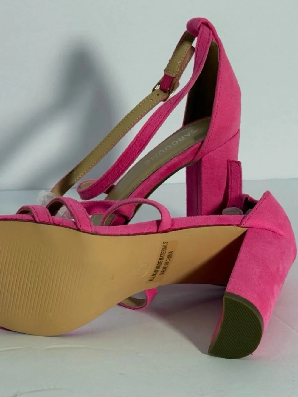 Bright Pink Strappy Block Heel Sandals